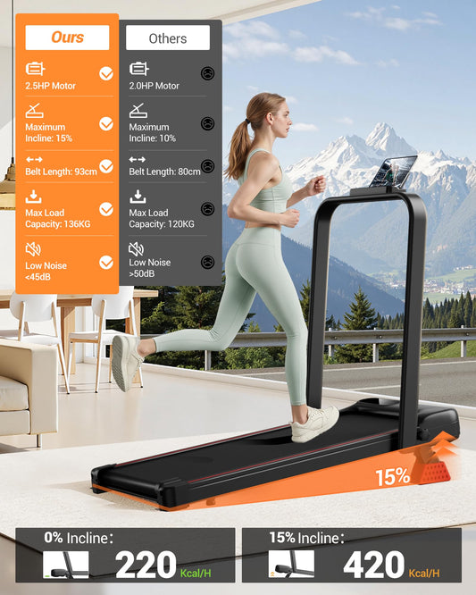 Tapis de Course Pliable CURSOR — Inclinable 15%, Moteur Silencieux, 136 kg