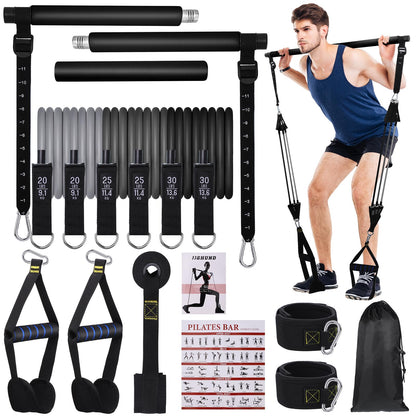 Kit Barre de Pilates avec Bandes de Résistance — Yoga, Fitness & Musculation