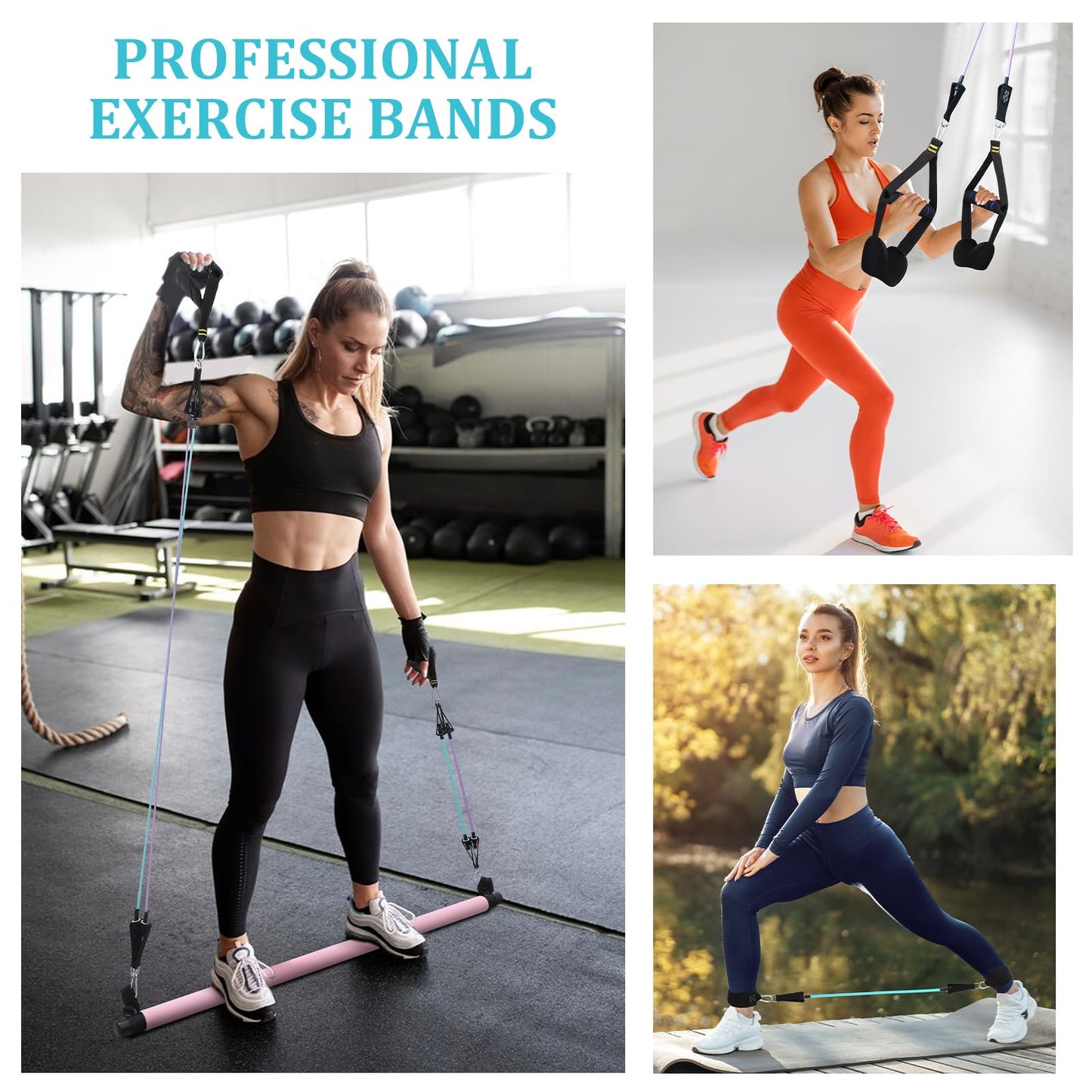 Kit Barre de Pilates avec Bandes de Résistance — Yoga, Fitness & Musculation
