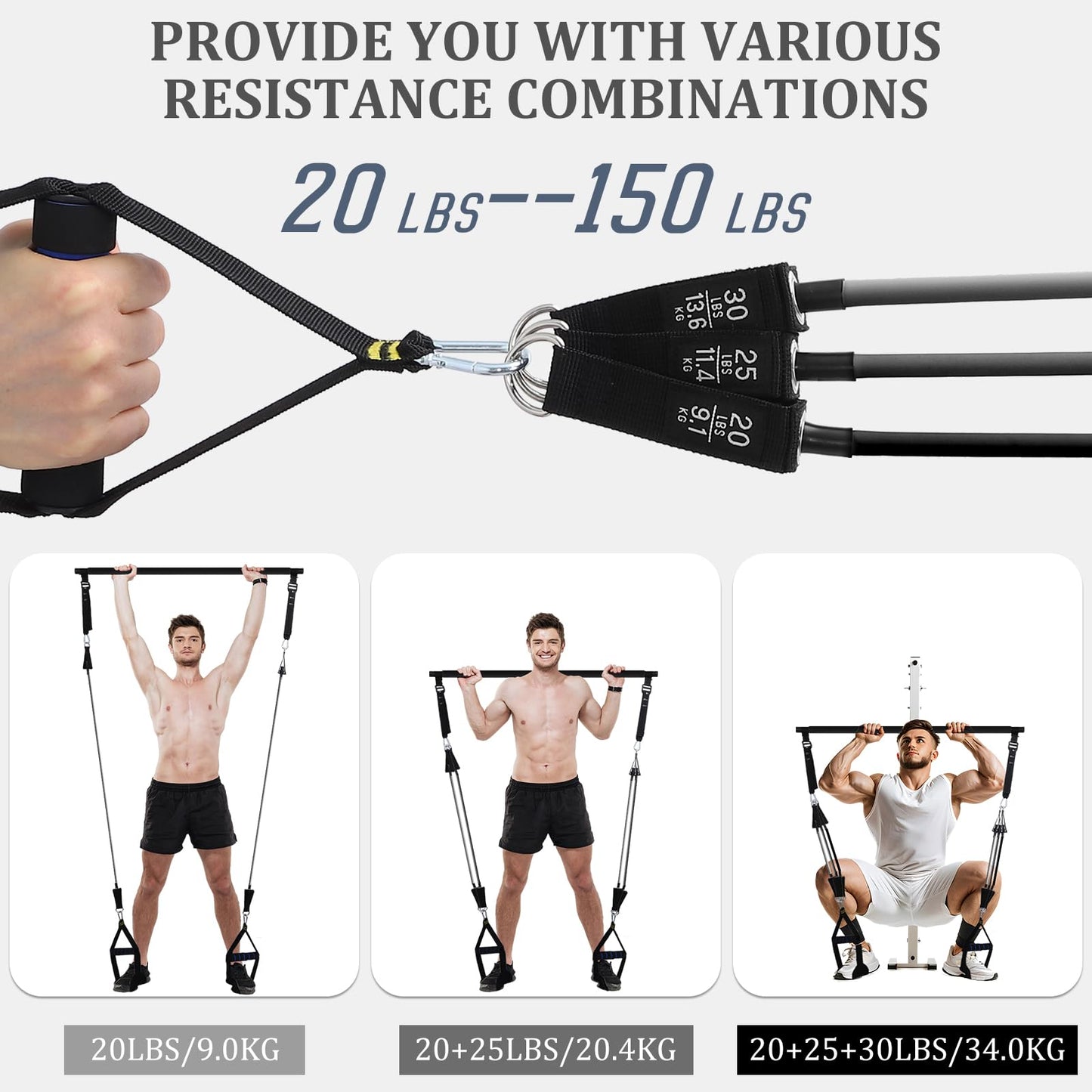 Kit Barre de Pilates avec Bandes de Résistance — Yoga, Fitness & Musculation