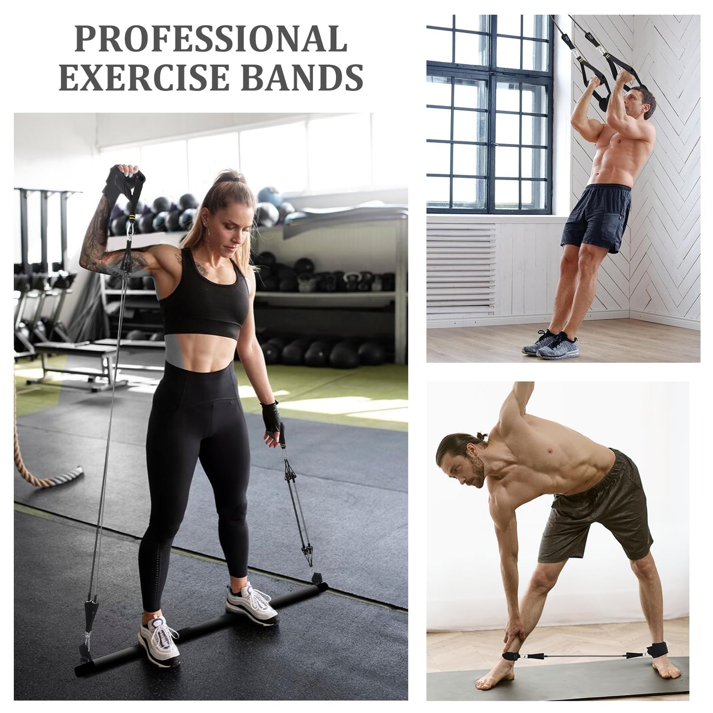Kit Barre de Pilates avec Bandes de Résistance — Yoga, Fitness & Musculation