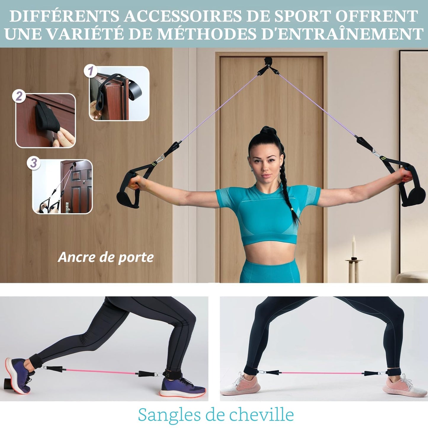 Kit Barre de Pilates avec Bandes de Résistance — Yoga, Fitness & Musculation