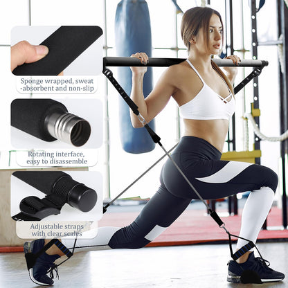 Kit Barre de Pilates avec Bandes de Résistance — Yoga, Fitness & Musculation
