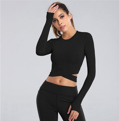 Top de sport manches longues femme pour yoga et fitness 