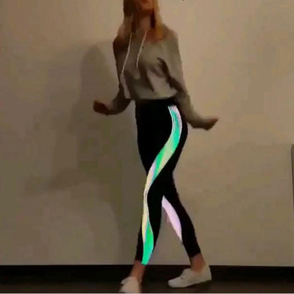 Legging Yoga Femme – Bandes Réfléchissantes & Impression Laser