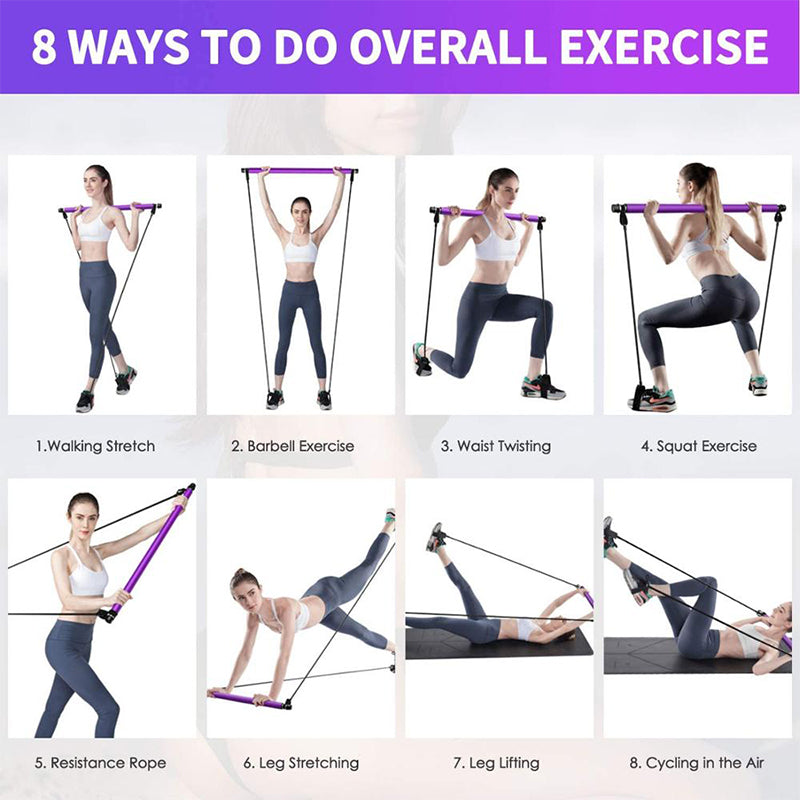 Barre Pilates Yoga & Crossfit avec Bandes de Résistance