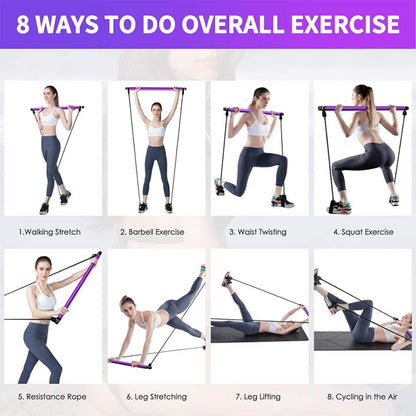 Barre Pilates Yoga & Crossfit avec Bandes de Résistance