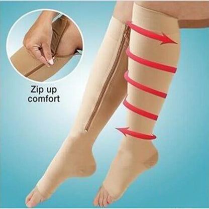 Chaussettes de Compression Zippées Unisexe – Bout Ouvert