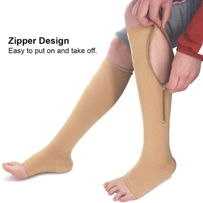 Chaussettes de Compression Zippées Unisexe – Bout Ouvert