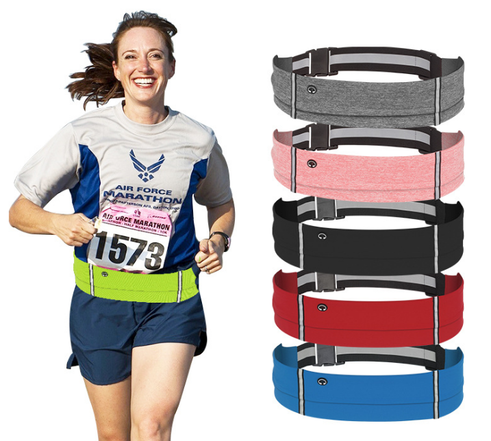 Ceinture de sport réfléchissante avec poche zippée pour téléphone