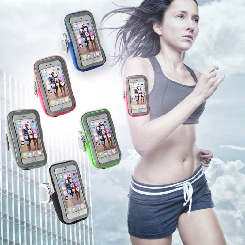 Ceinture de sport réfléchissante avec poche zippée pour téléphone